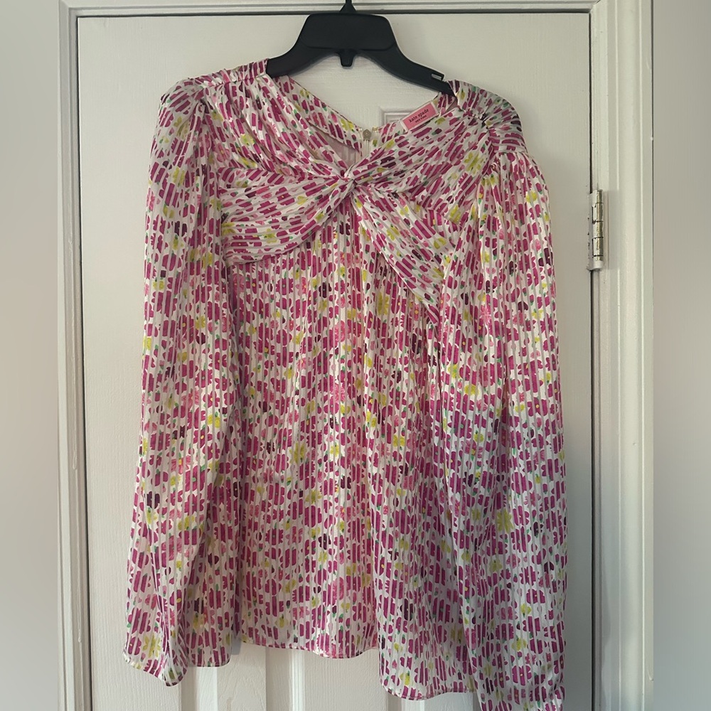 Kate Spade Pink and White Floral Pattern Blouse